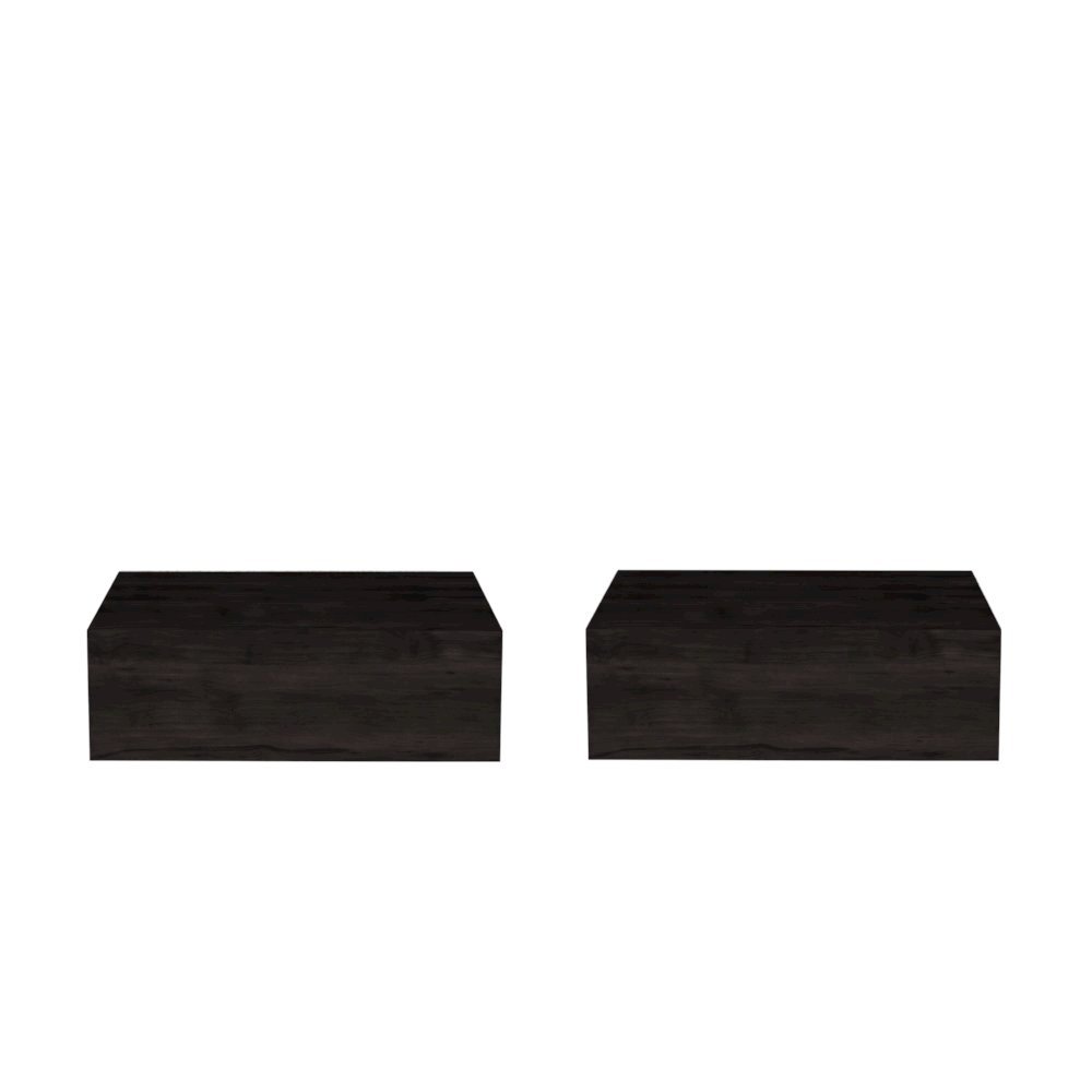 Custer Floating Nightstands Set of 2 - Wall Mounted Bedside Tables, Gray Walnut. Picture 1