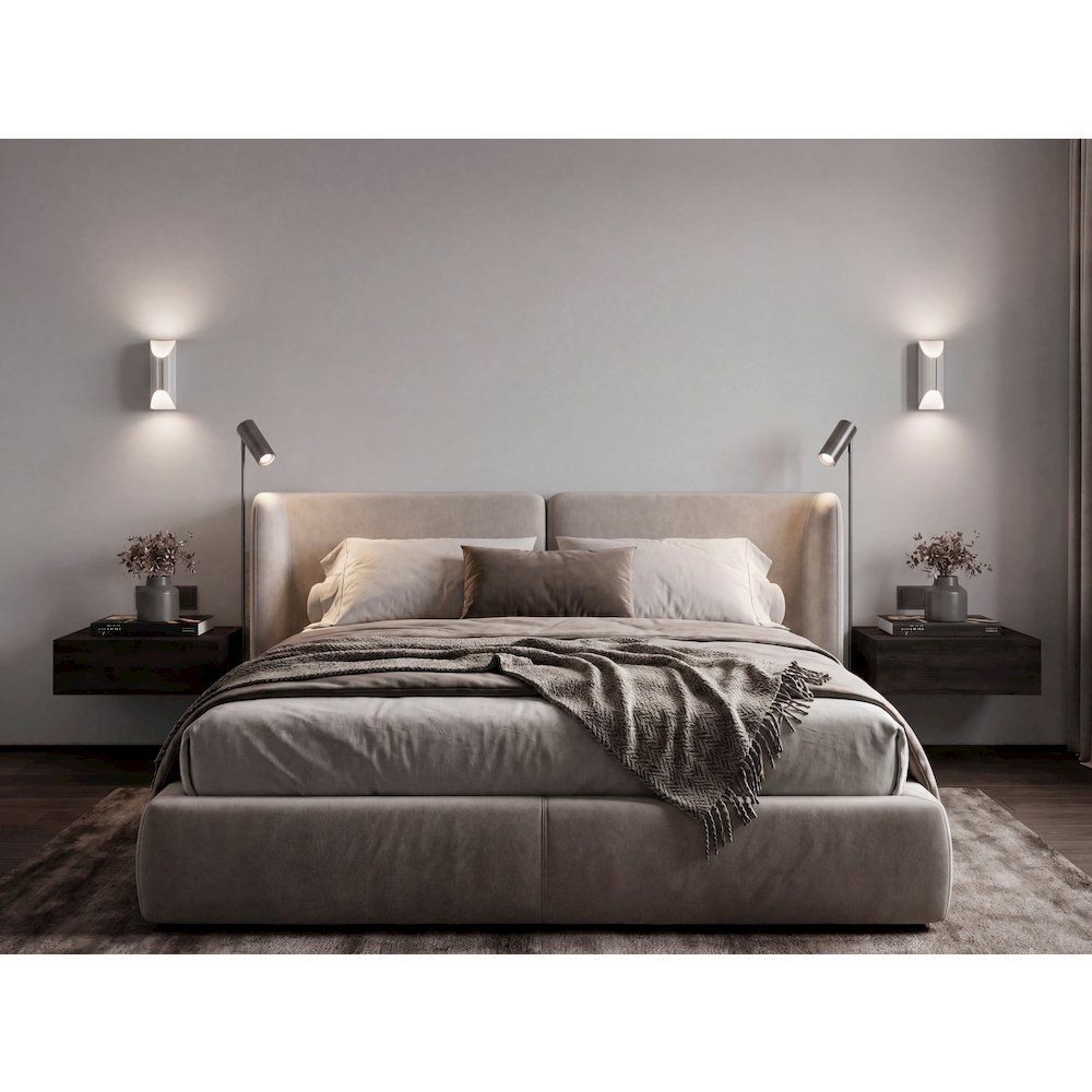 Custer Floating Nightstands Set of 2 - Wall Mounted Bedside Tables, Gray Walnut. Picture 2