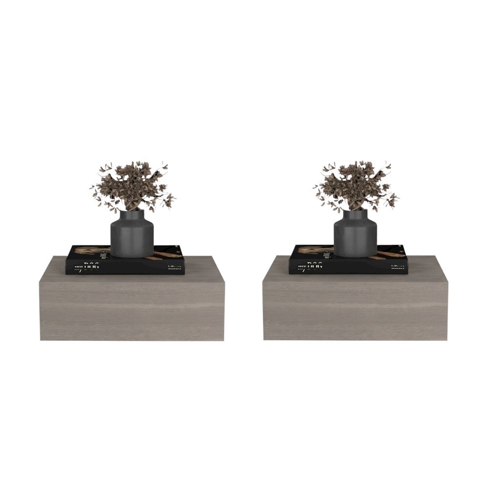 Texas Set of 2 Modern Nightstands with Storage, with Metal Legs, Light Oak.. Picture 5