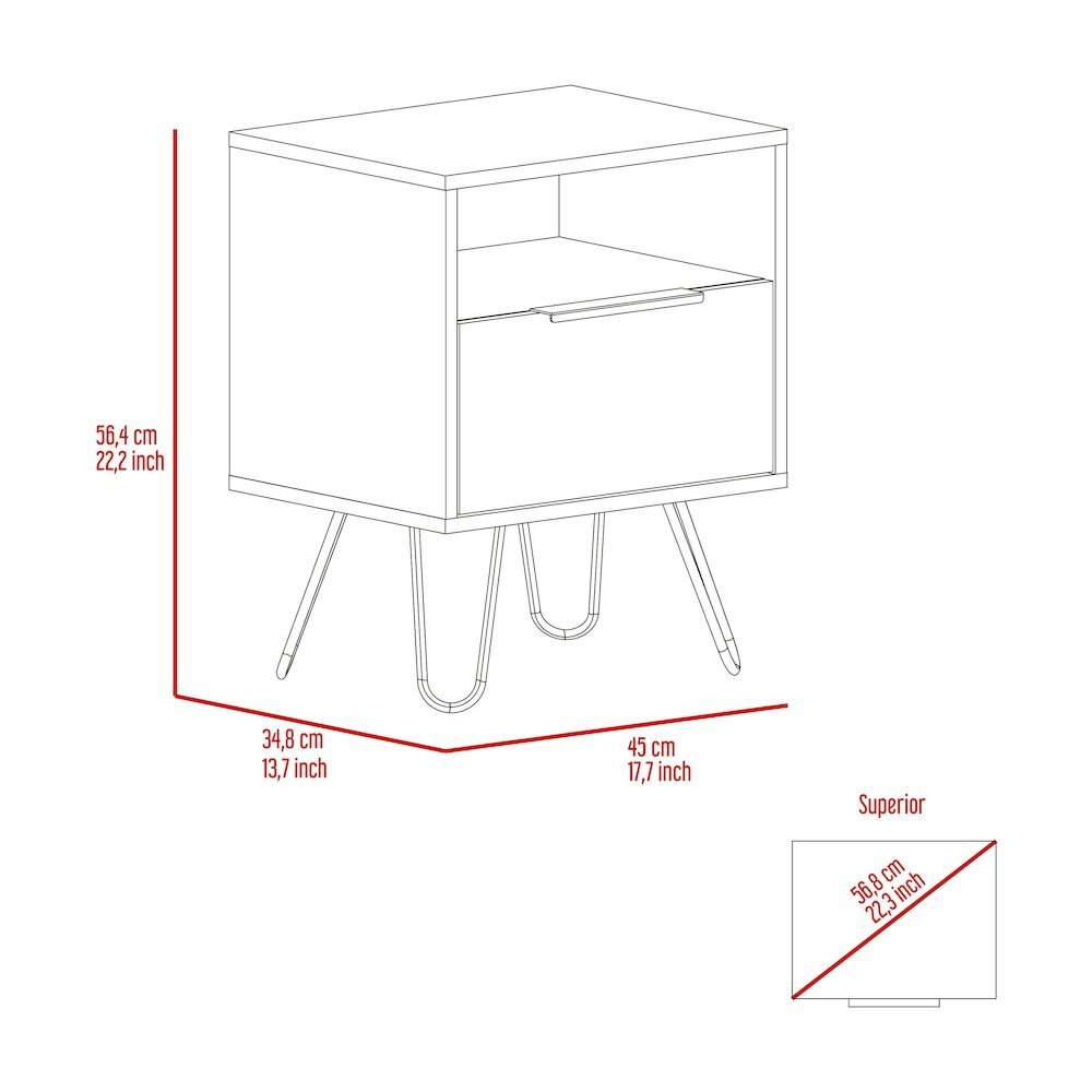 Texas Set of 2 Modern Nightstands with Storage with Metal Legs, Wenge. Picture 3