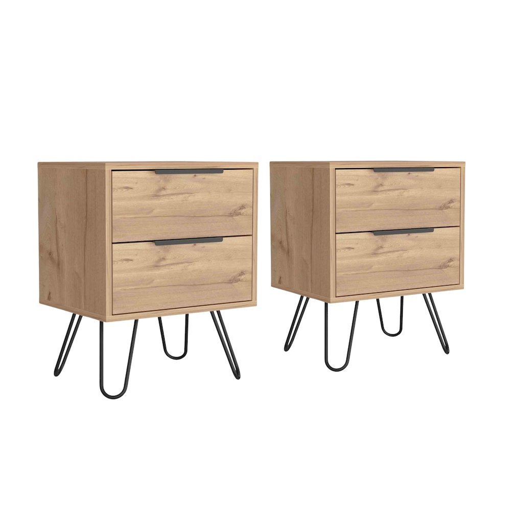 Seneca Set of 2 Modern Nightstands with 2 Drawers – Functional, Wenge. Picture 1