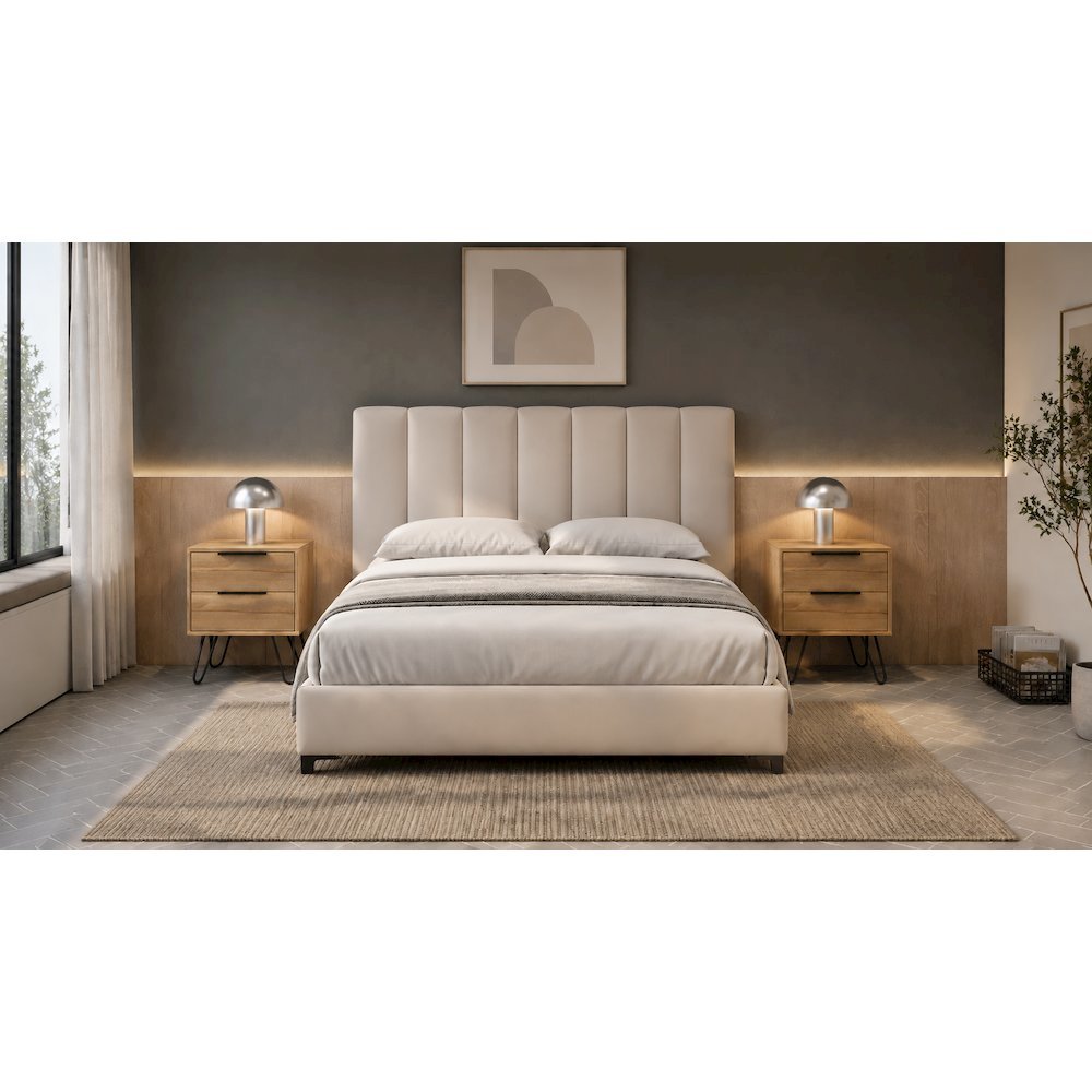 Seneca Set of 2 Modern Nightstands with 2 Drawers – Functional, Wenge. Picture 2
