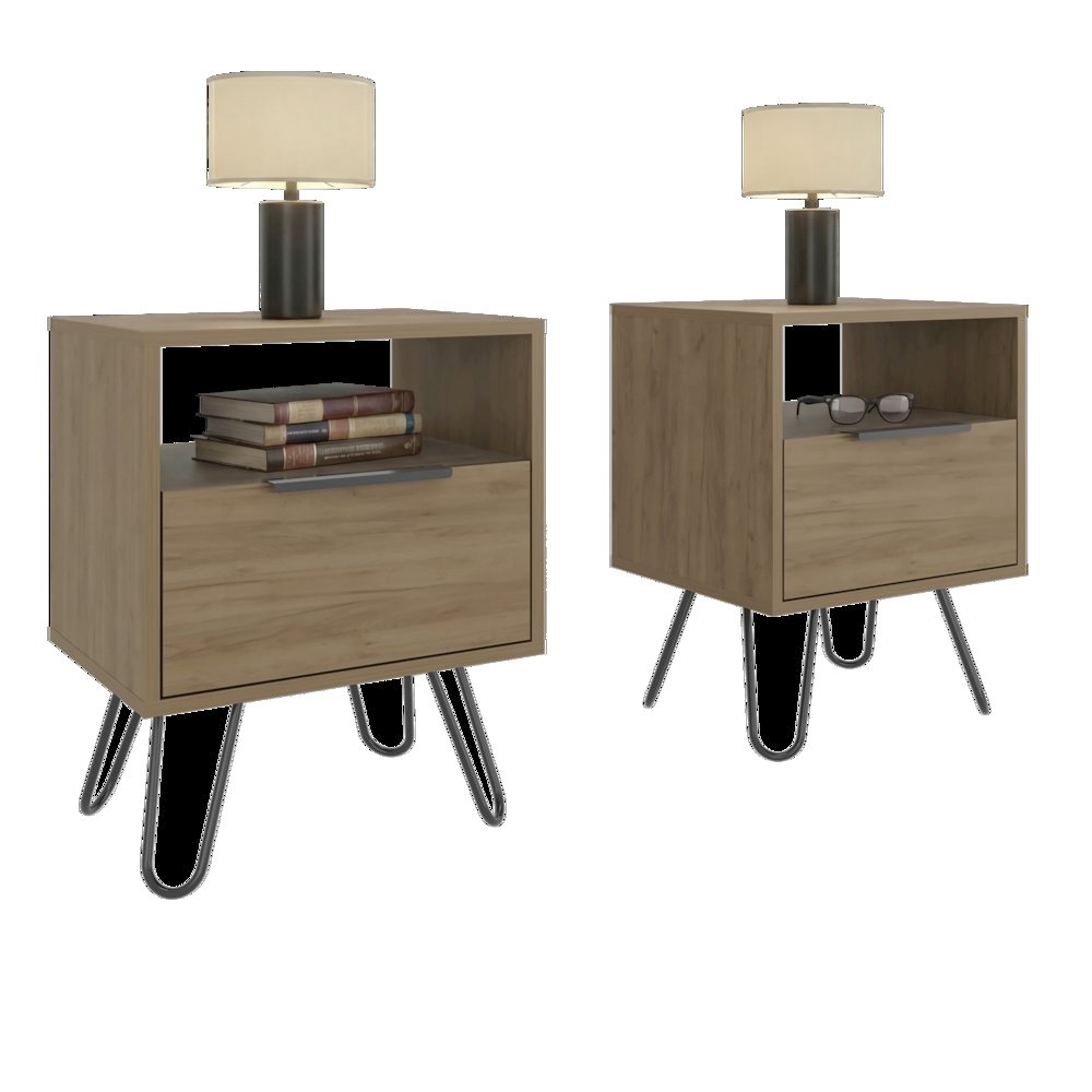 Seneca Set of 2 Modern Nightstands with 2 Drawers – Functional, Wenge. Picture 4