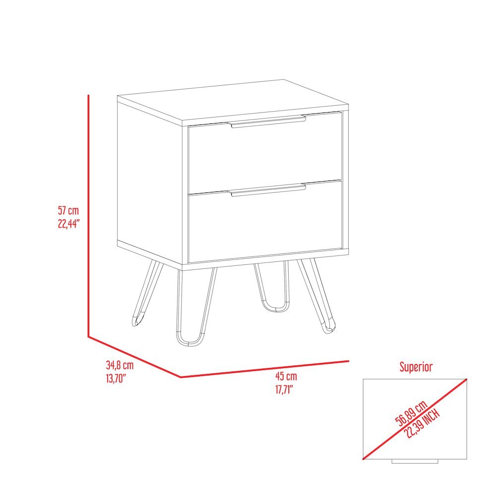 Seneca Set of 2 Modern Nightstands with 2 Drawers – Functional, Wenge. Picture 5