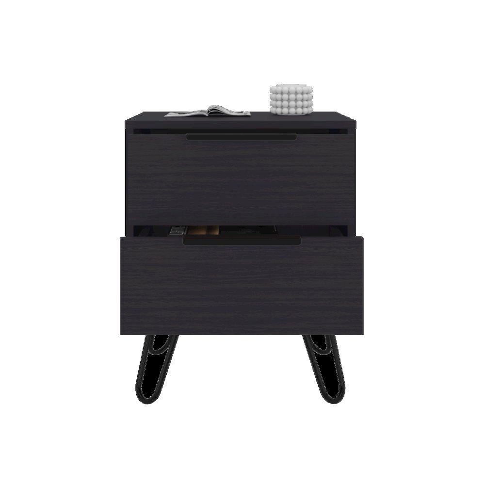 Arial Set of 2 Modern Wenge Nightstands with 2 Drawers for Bedroom Storage. Picture 4