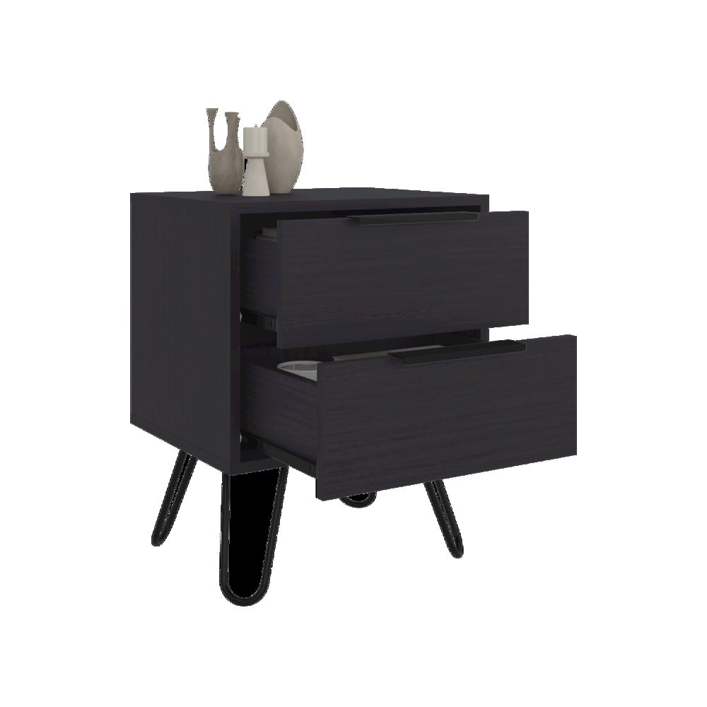 Arial Set of 2 Modern Wenge Nightstands with 2 Drawers for Bedroom Storage. Picture 7