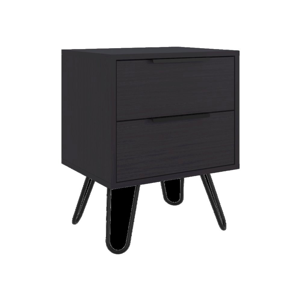 Arial Set of 2 Modern Wenge Nightstands with 2 Drawers for Bedroom Storage. Picture 8