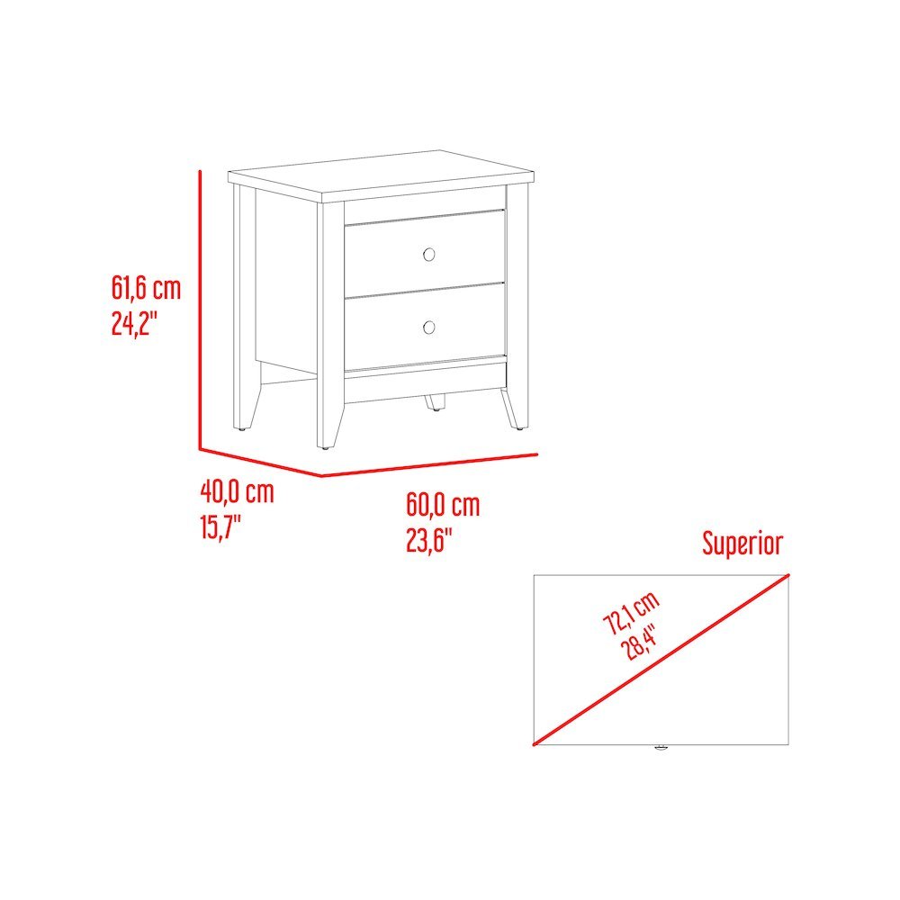 Arial Set of 2 Modern White Nightstands with 2 Drawers for Bedroom Storage. Picture 4