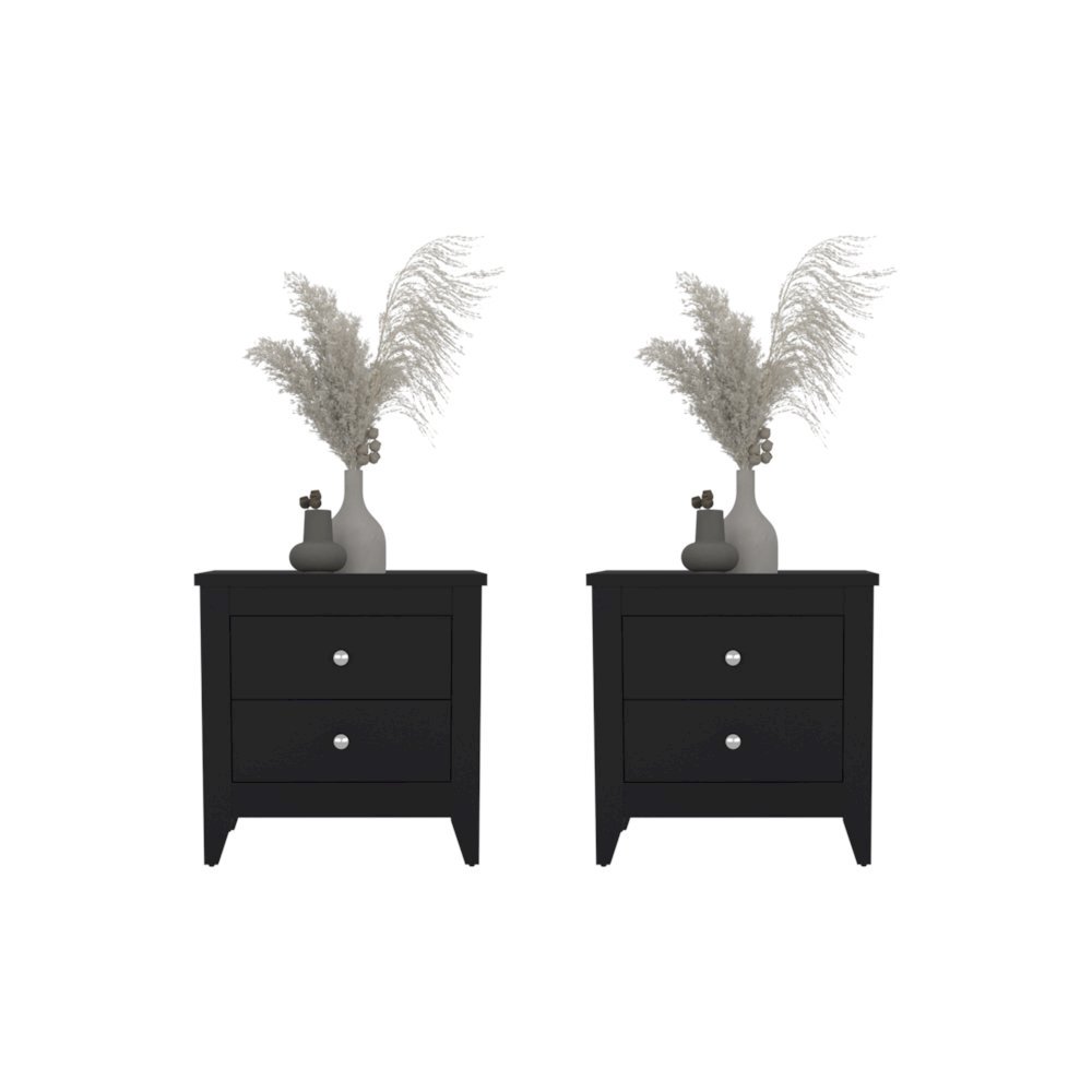 Arial Set of 2 Modern White Nightstands with 2 Drawers for Bedroom Storage. Picture 6