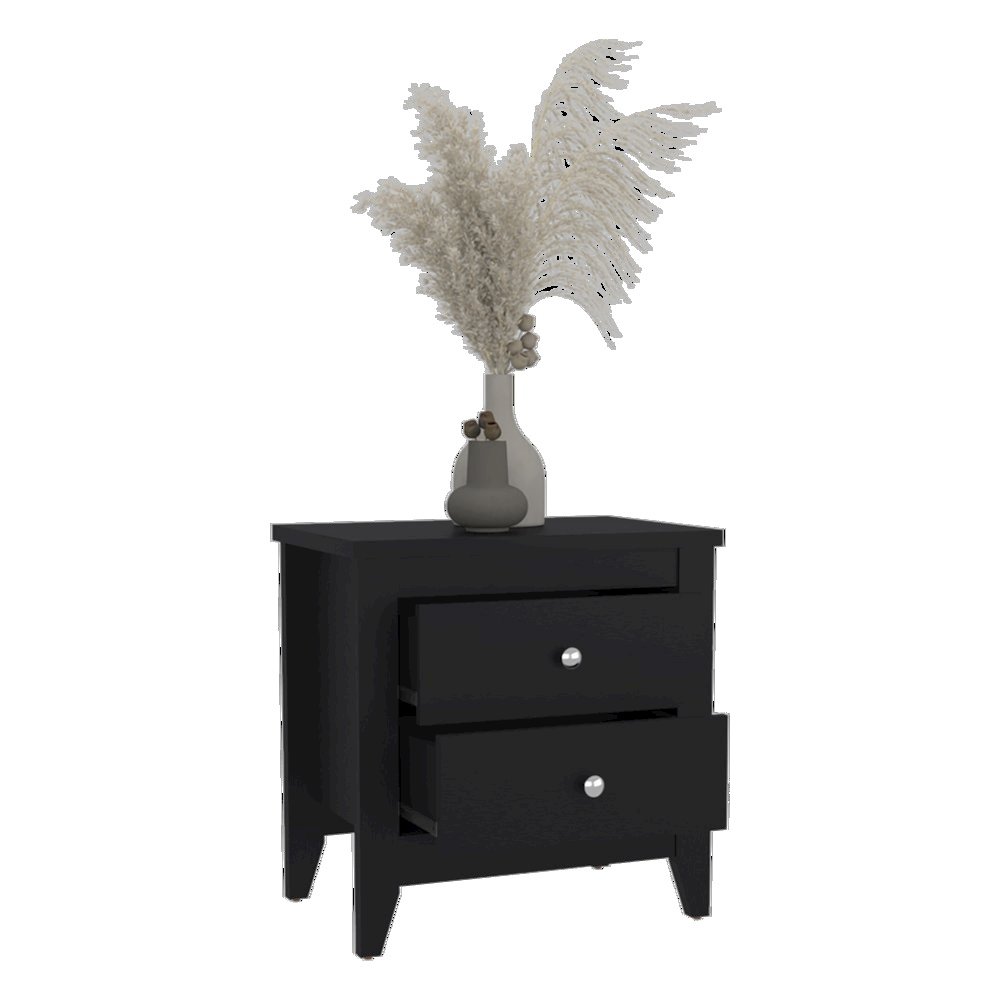 Arial Set of 2 Modern White Nightstands with 2 Drawers for Bedroom Storage. Picture 9
