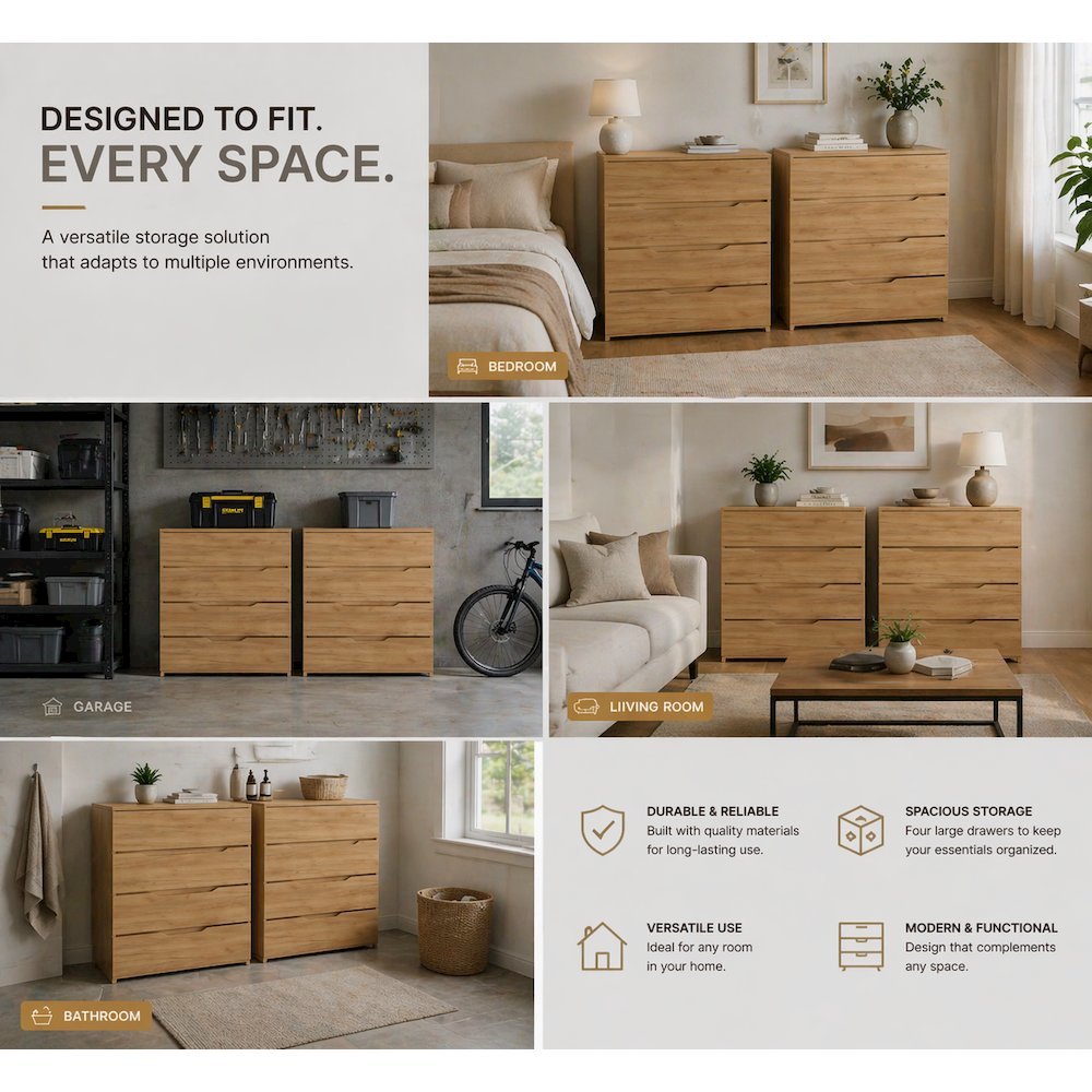 ArcadiaSet of 2 Wenge Dressers – Modern Bedroom Storage Furniture. Picture 8