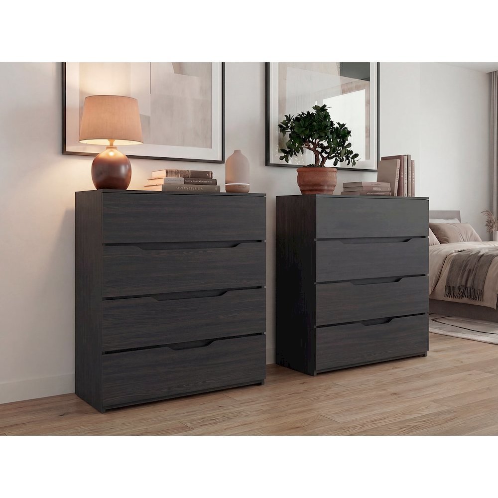 Arcadia Set of 2 Wenge and Natural Oak Dressers – Modern Bedroom Storage. Picture 2