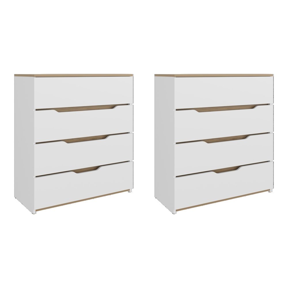 Anson Set of 2 White Dressers – Modern Bedroom Storage Furniture. Picture 1