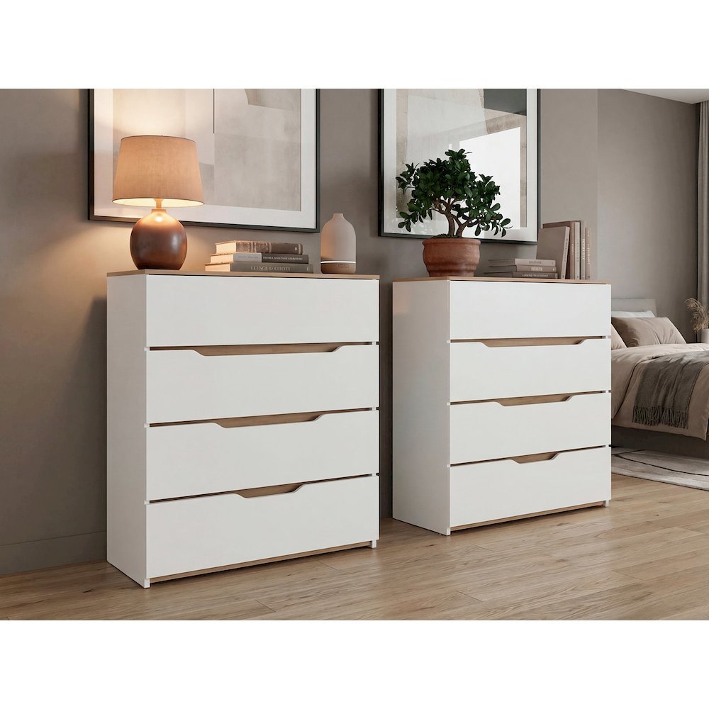 Anson Set of 2 White Dressers – Modern Bedroom Storage Furniture. Picture 2