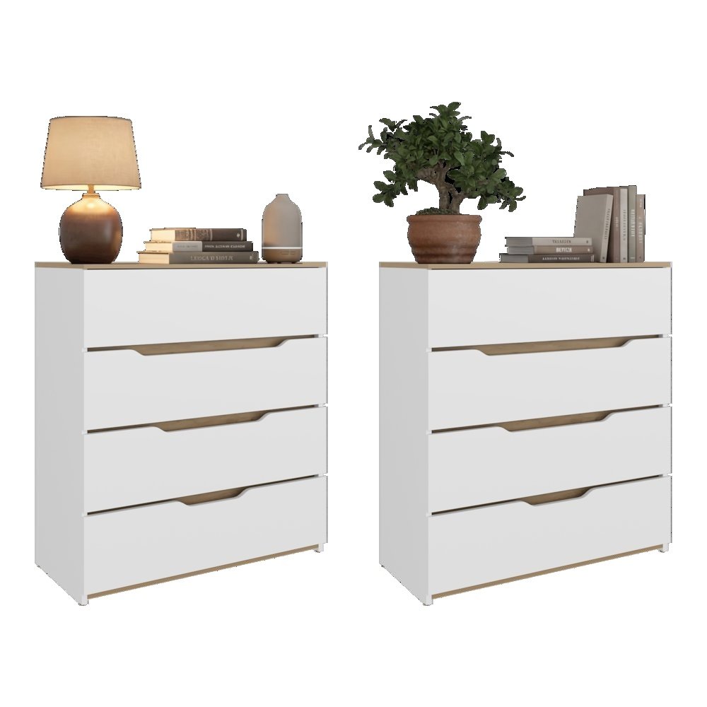 Anson Set of 2 White Dressers – Modern Bedroom Storage Furniture. Picture 7