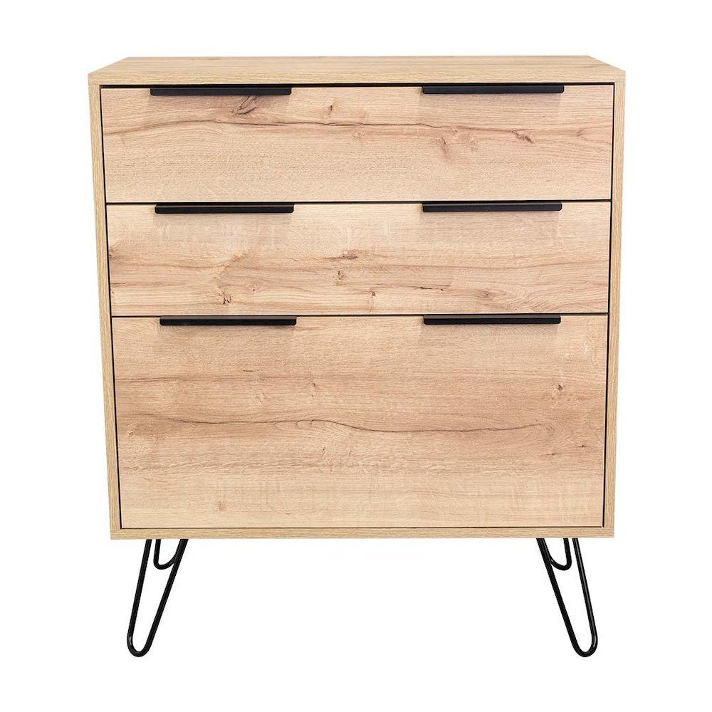 Sharon Set of 2 3-Drawer Modern Dressers with Metal Legs for Bedroom. Picture 1