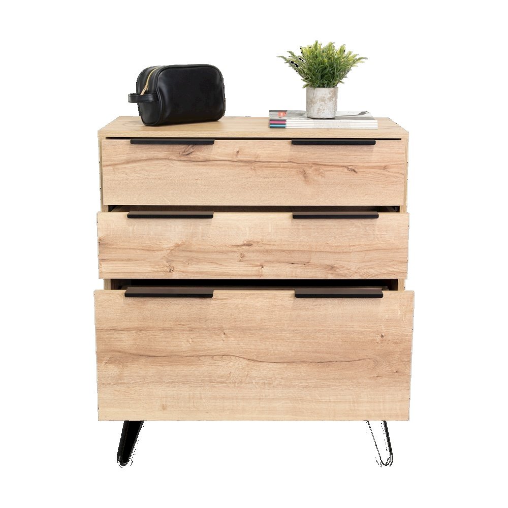 Sharon Set of 2 3-Drawer Modern Dressers with Metal Legs for Bedroom. Picture 6