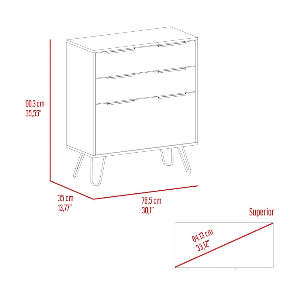 Sharon Set of 2 3-Drawer Modern Dressers with Metal Legs for Bedroom. Picture 8