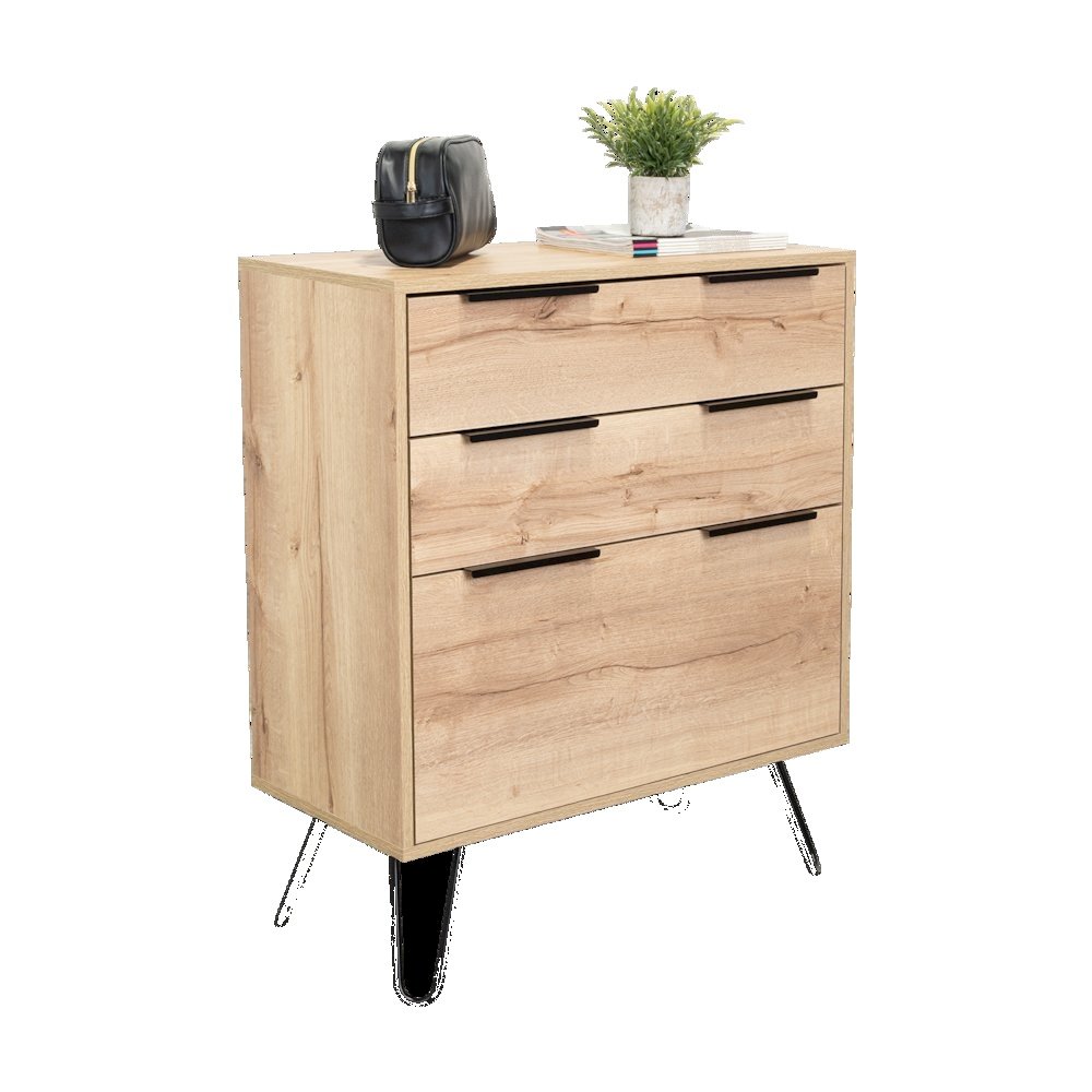Sharon Set of 2 3-Drawer Modern Dressers with Metal Legs for Bedroom. Picture 9