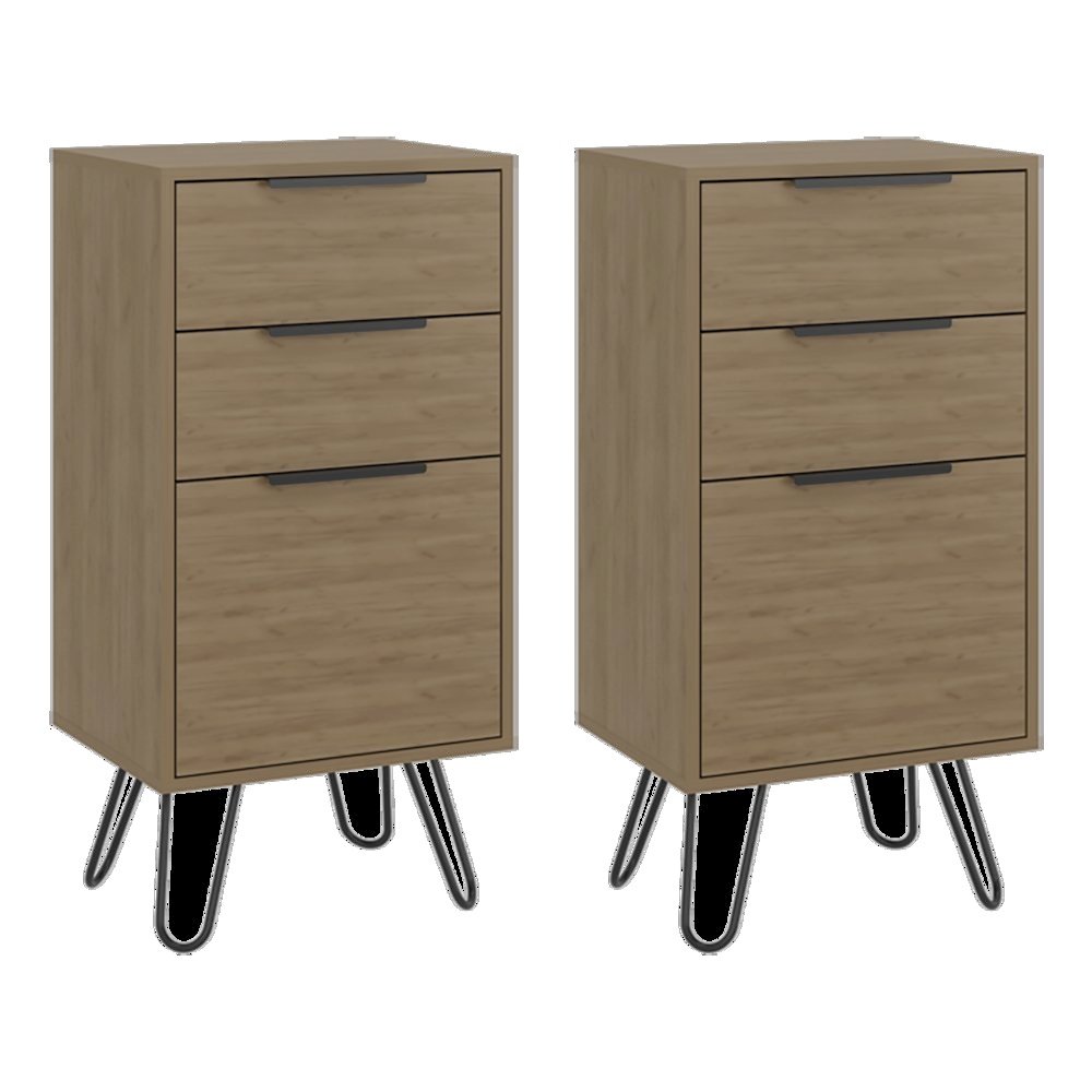 Taylors Set of 2 Modern 4-Drawer Dressers with Metal Legs for Bedroom Storage. Picture 1