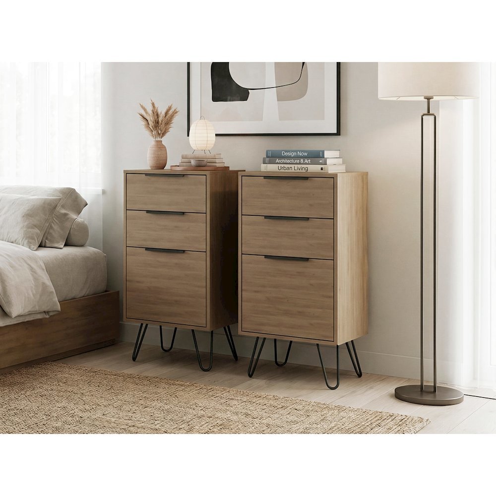 Taylors Set of 2 Modern 4-Drawer Dressers with Metal Legs for Bedroom Storage. Picture 2