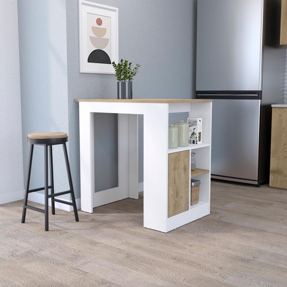 Culver Kitchen Island with Storage Shelves and Single Door Cabinet. Picture 4