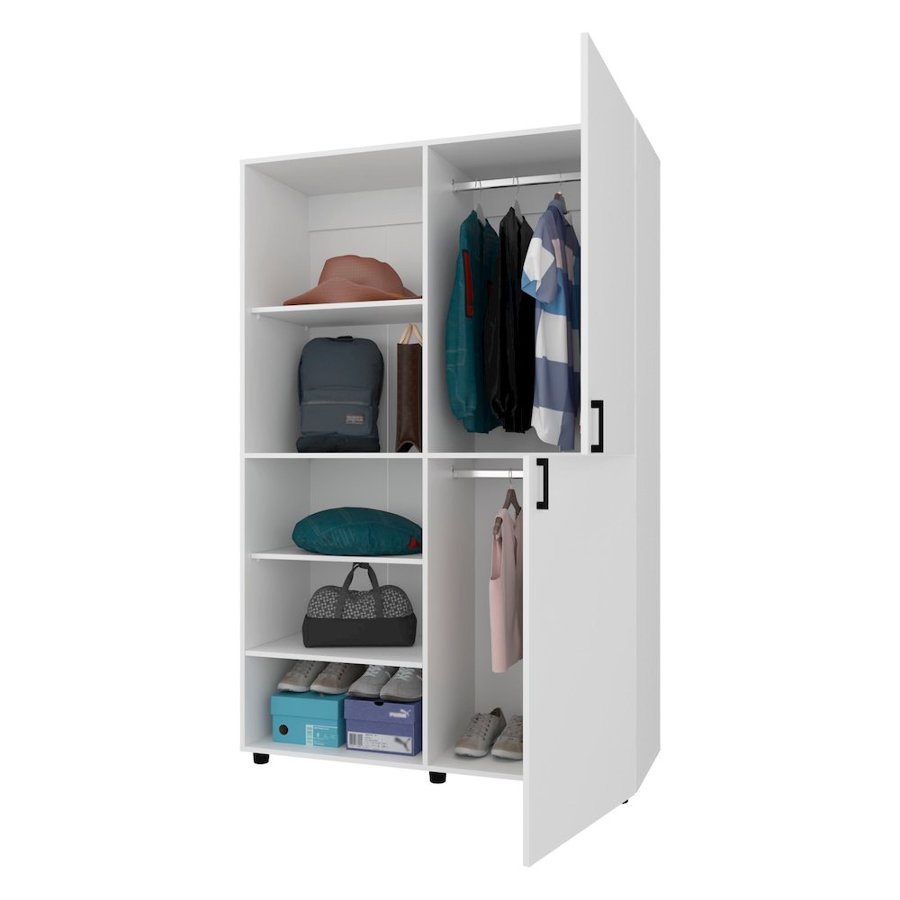 Ollie 2-Door Wardrobe with Open Storage,White. Picture 3