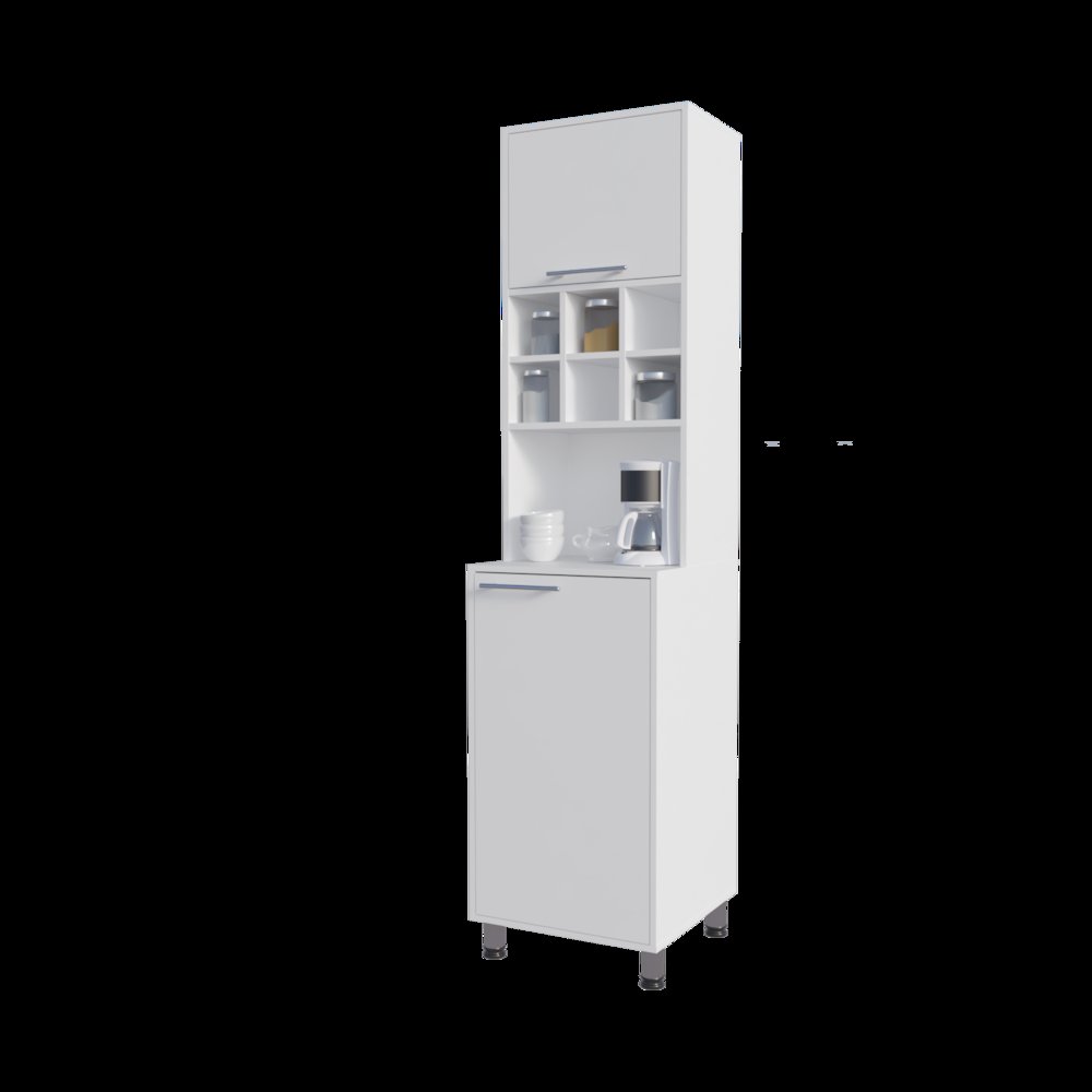 Rock Kitchen Pantry with Pneumatic Door, Open Storage, and Bottom Cabinet. Picture 8