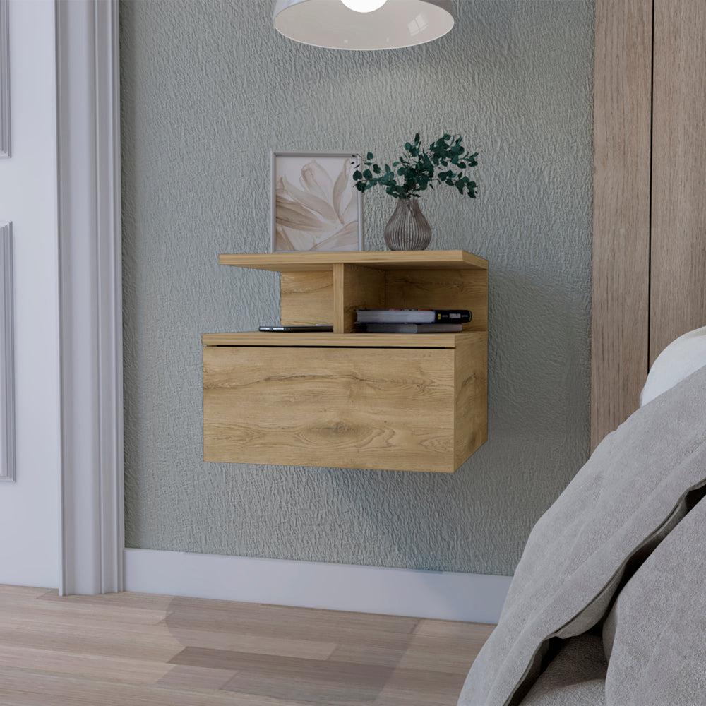 Augusta Floating Nightstand with 2-Tier Shelf and 1-Drawer. Picture 4