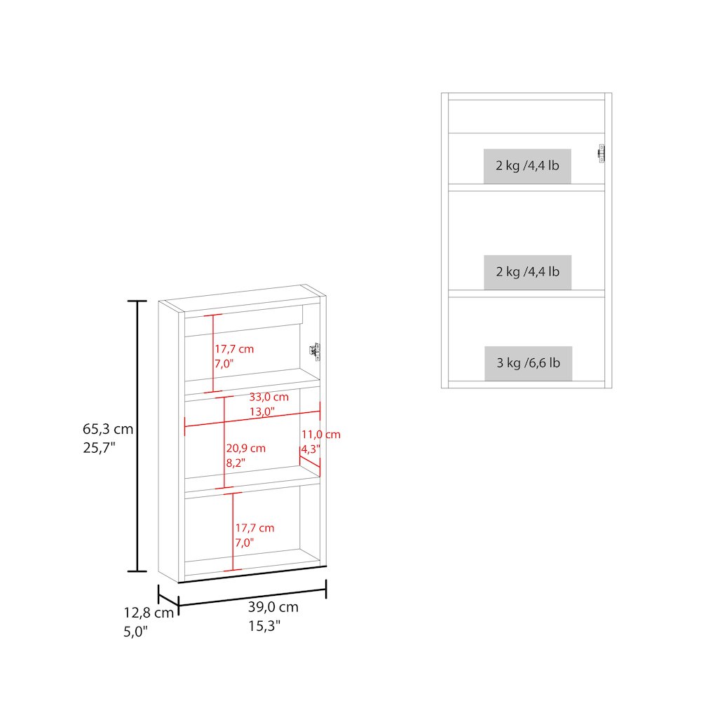 Parks Medicine Cabinet With Included Mirror, White. Picture 2