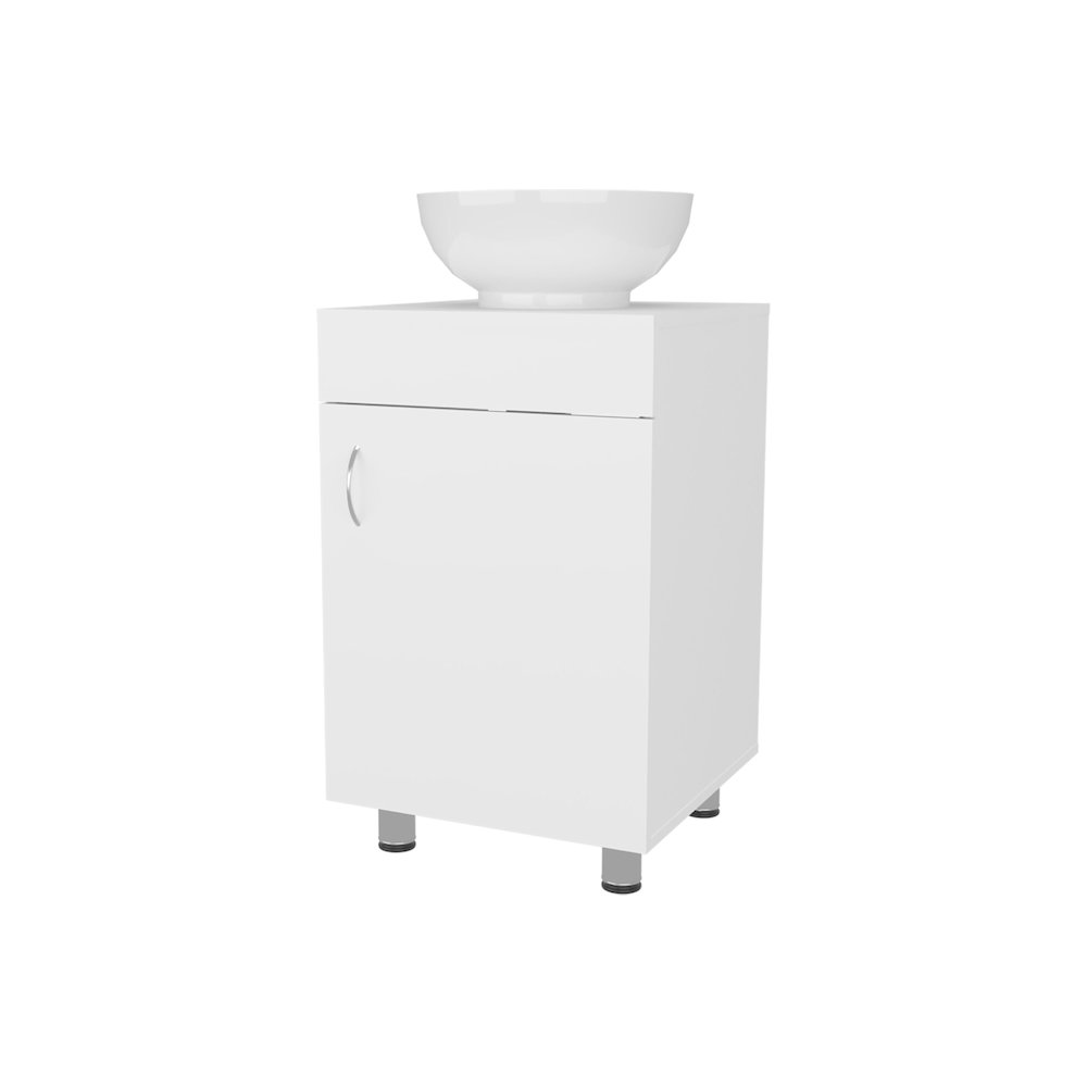 Loli Bathroom Vanity with Integrated Sink and Faucet, White. Picture 1