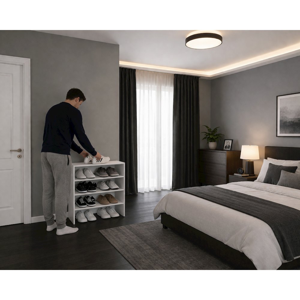 Berlin Shoe Rack with Open Shelves,  Ideal for Modern Home Spaces, White. Picture 7