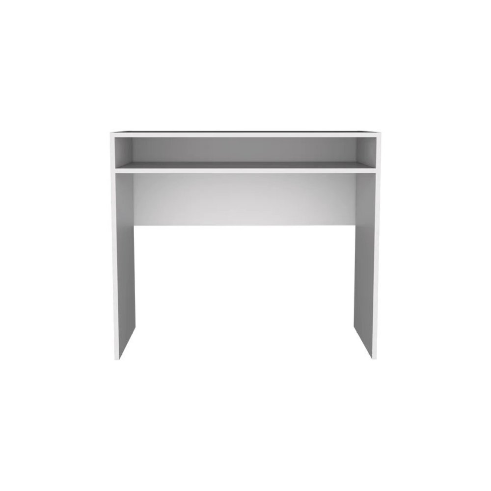 Estill Desk in Melamine With Storage, White. Picture 1