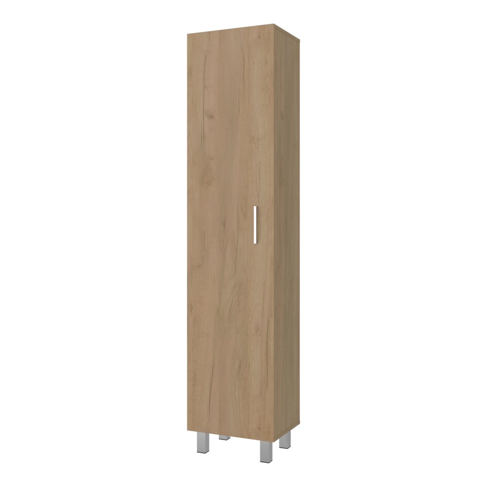 Vegas Storage Cabinet for Laundry Room with Fixed Shelves, Natural Oak. Picture 1