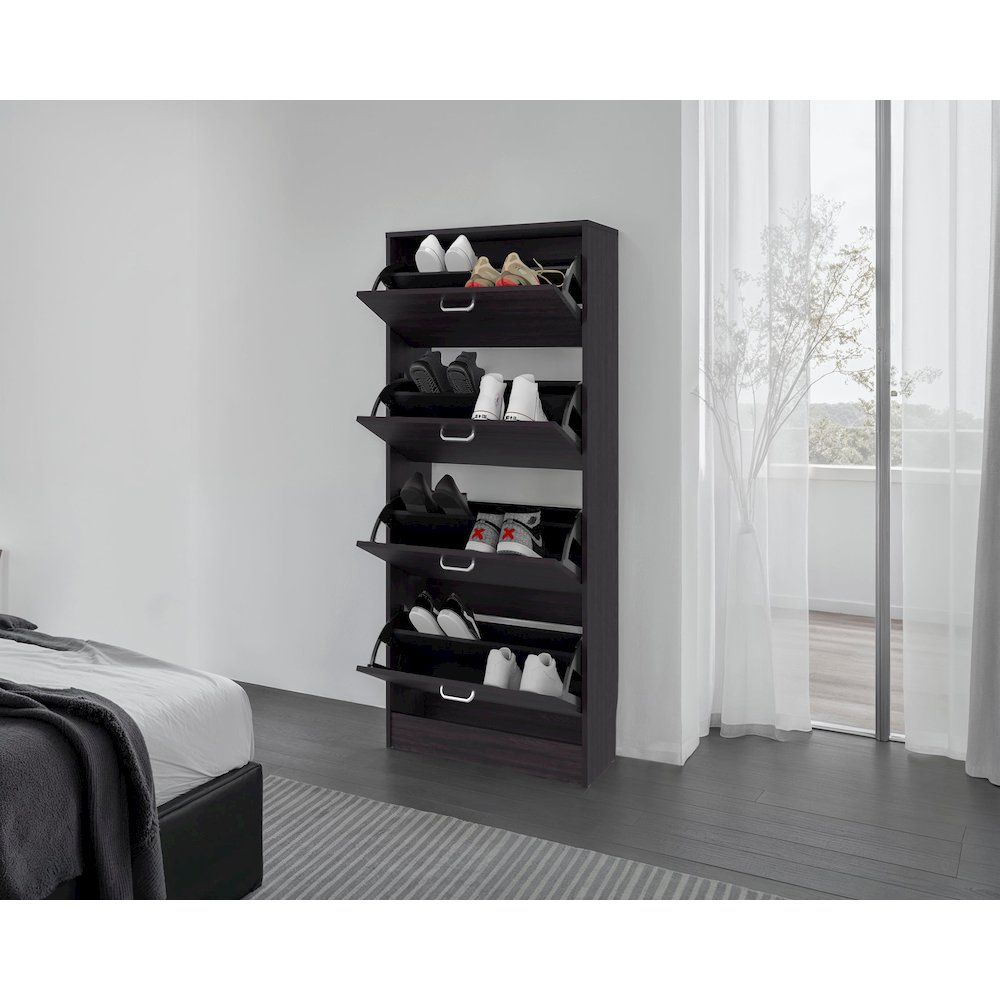 INOLA Vertical Shoe Cabinet with Doors for Home Organization, WENGUE. Picture 4