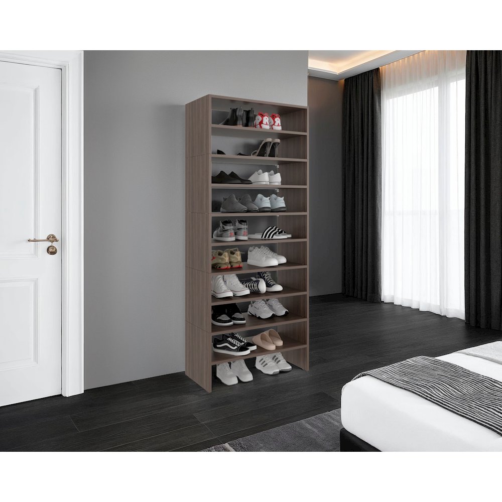 Modern Shoe Rack Multi Tier Storage for Bedroom and Entryway, Gray Walnut. Picture 2