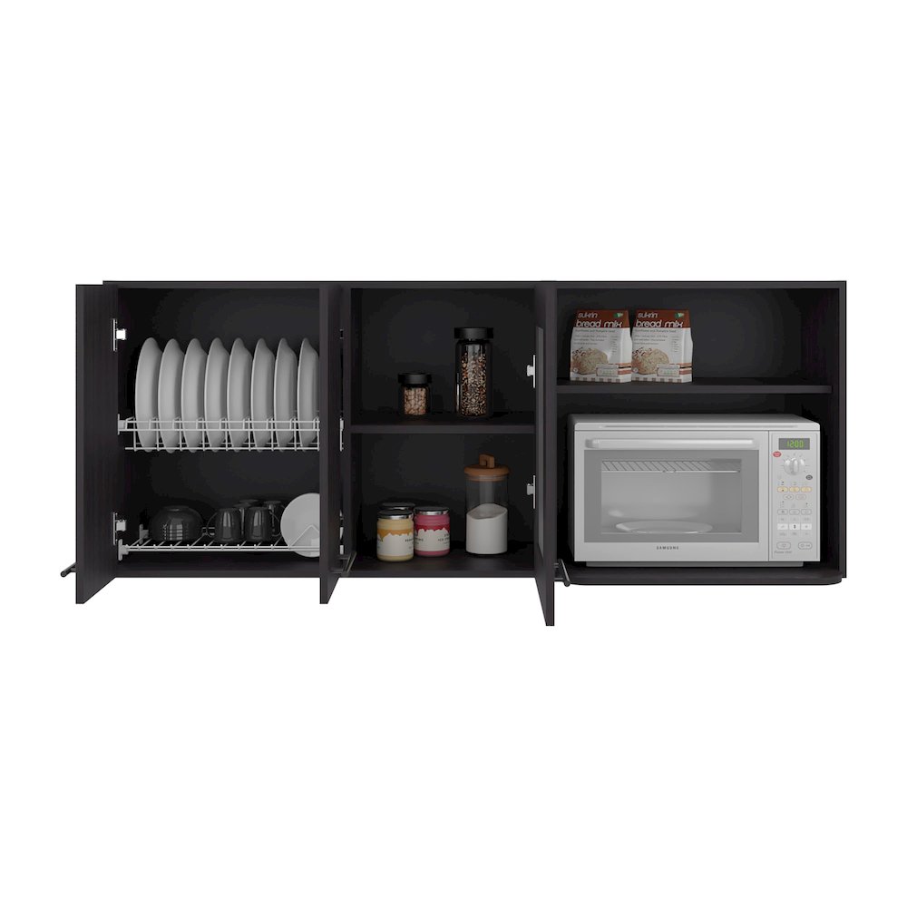 Wall Cabinet with Open Compartment, Dish Rack and Versatile Storage for Kitchens. Picture 5