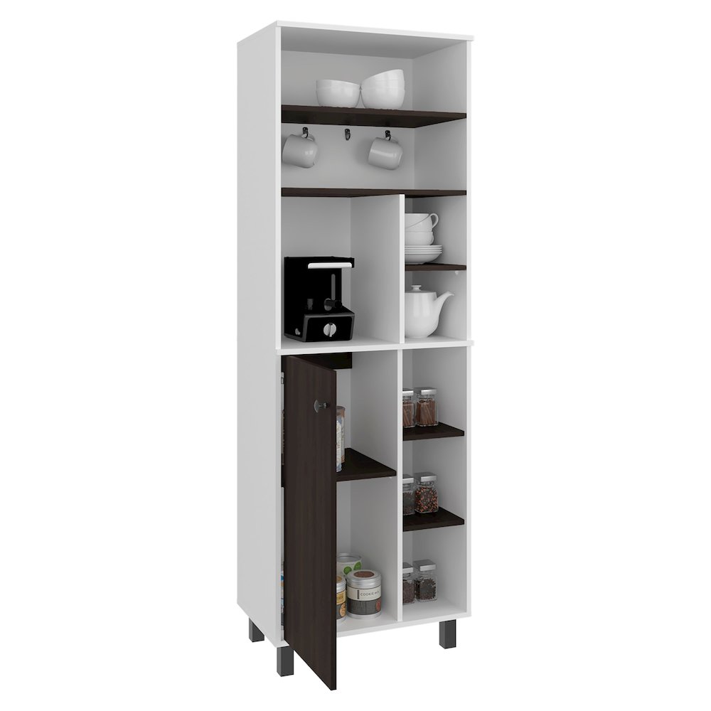 Modern Coffee Station Cabinet with Shelves Hooks and Functional Kitchen Storage. Picture 7