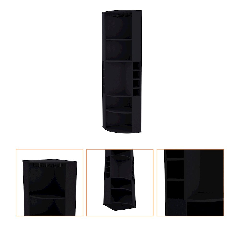 Clifton Corner Bar Cabinet, with 5 shelves,Cup Hange, Wenge. Picture 6