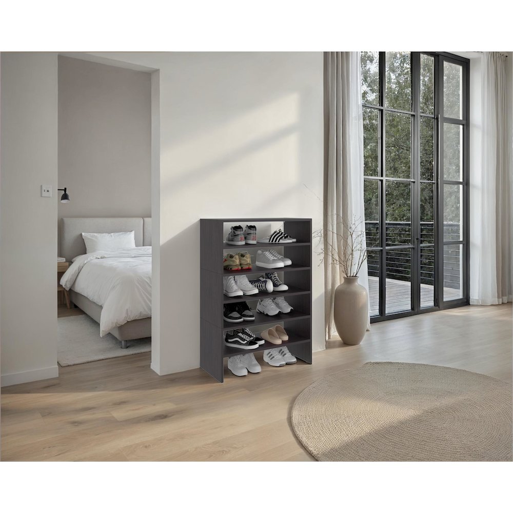 Houston Modern Shoe Rack Stylish Design for Bedroom and Hallway, Wengue. Picture 2