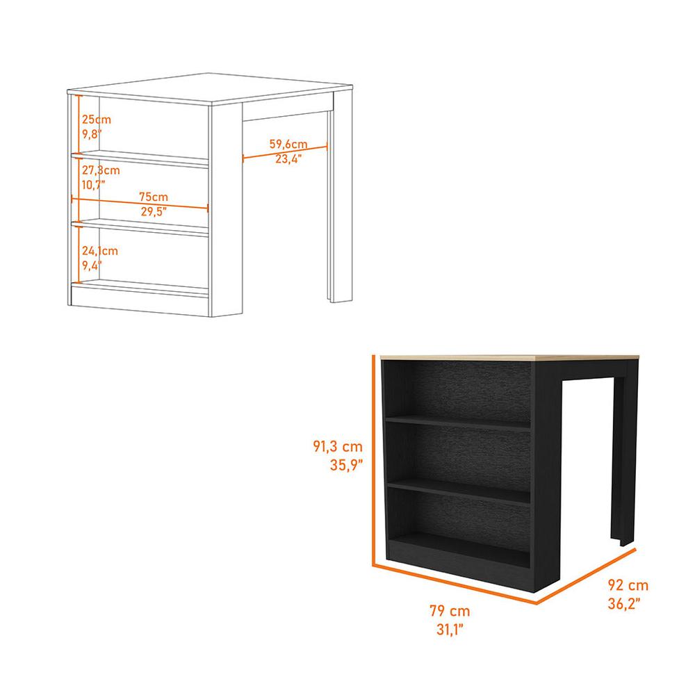 Alameda Kitchen Island, Three Drawers Concealed. Picture 2