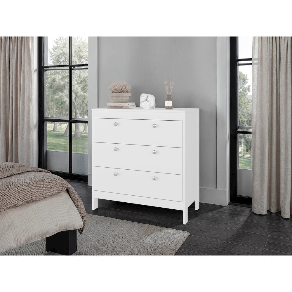 RETI 3-Drawer Chest with Functional Storage and Modern Design, WHITE. Picture 2