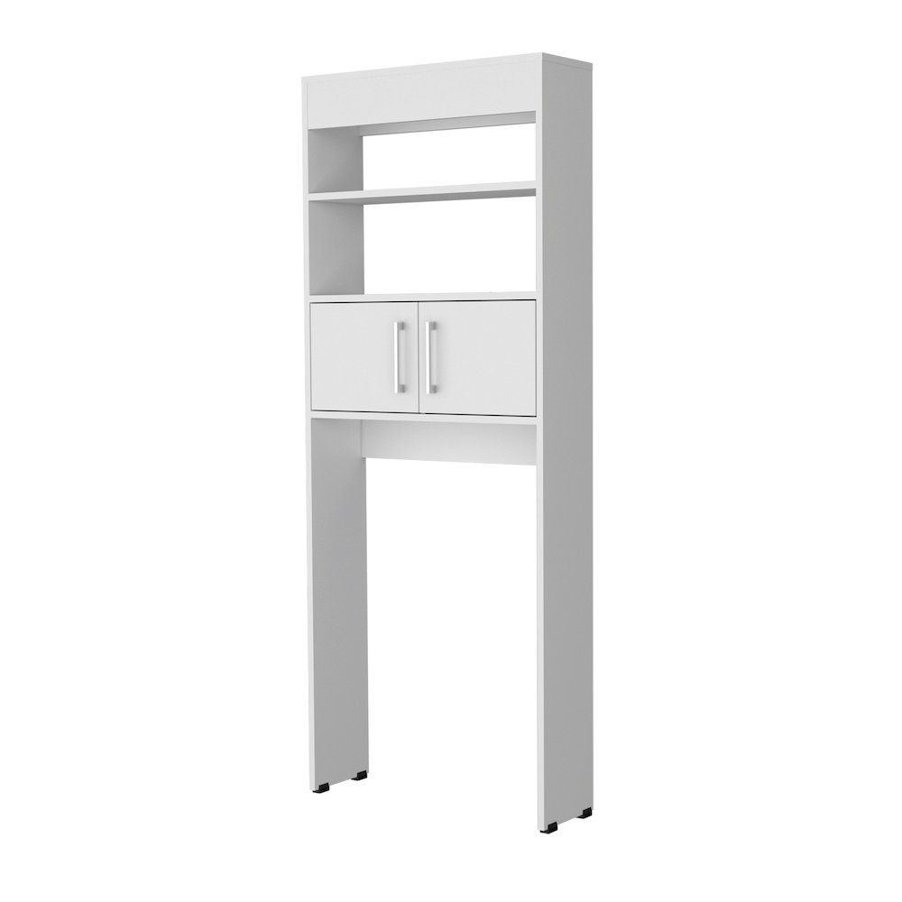Bisbee 2-Door Over-the-Toilet Bathroom Storage Cabinet Shelf, White. Picture 1