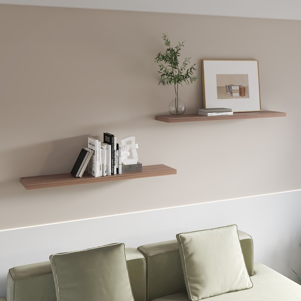 Greer Floating Shelf in Melamine x2, Light Brown. Picture 6