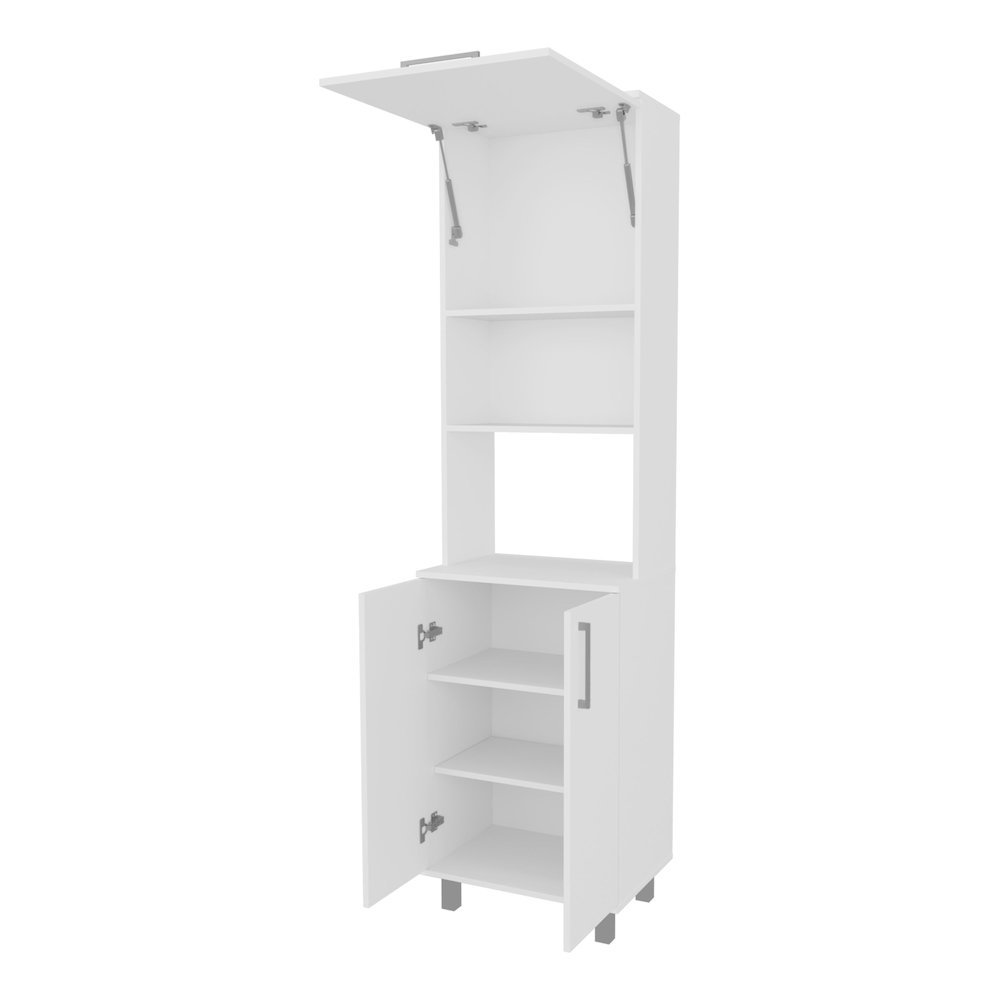Kayenta Kitchen Pantry with 2 Pneumatic Door, Open Storage, and Bottom Cabinet. Picture 6