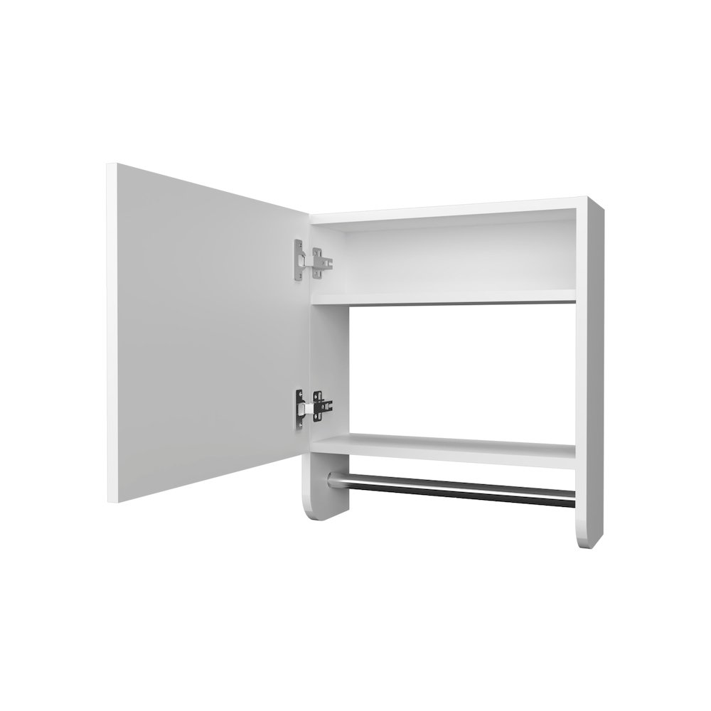 Pine Medicine Cabinet in Melamine With a Towel Bar And Included Mirror, White. Picture 5