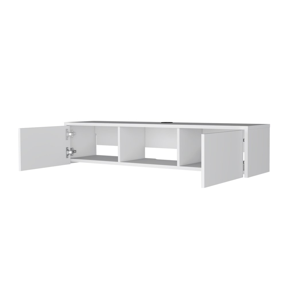 Tabor Floating TV Stand, Wall Unit with 2 Doors and Open Shelf. Picture 2