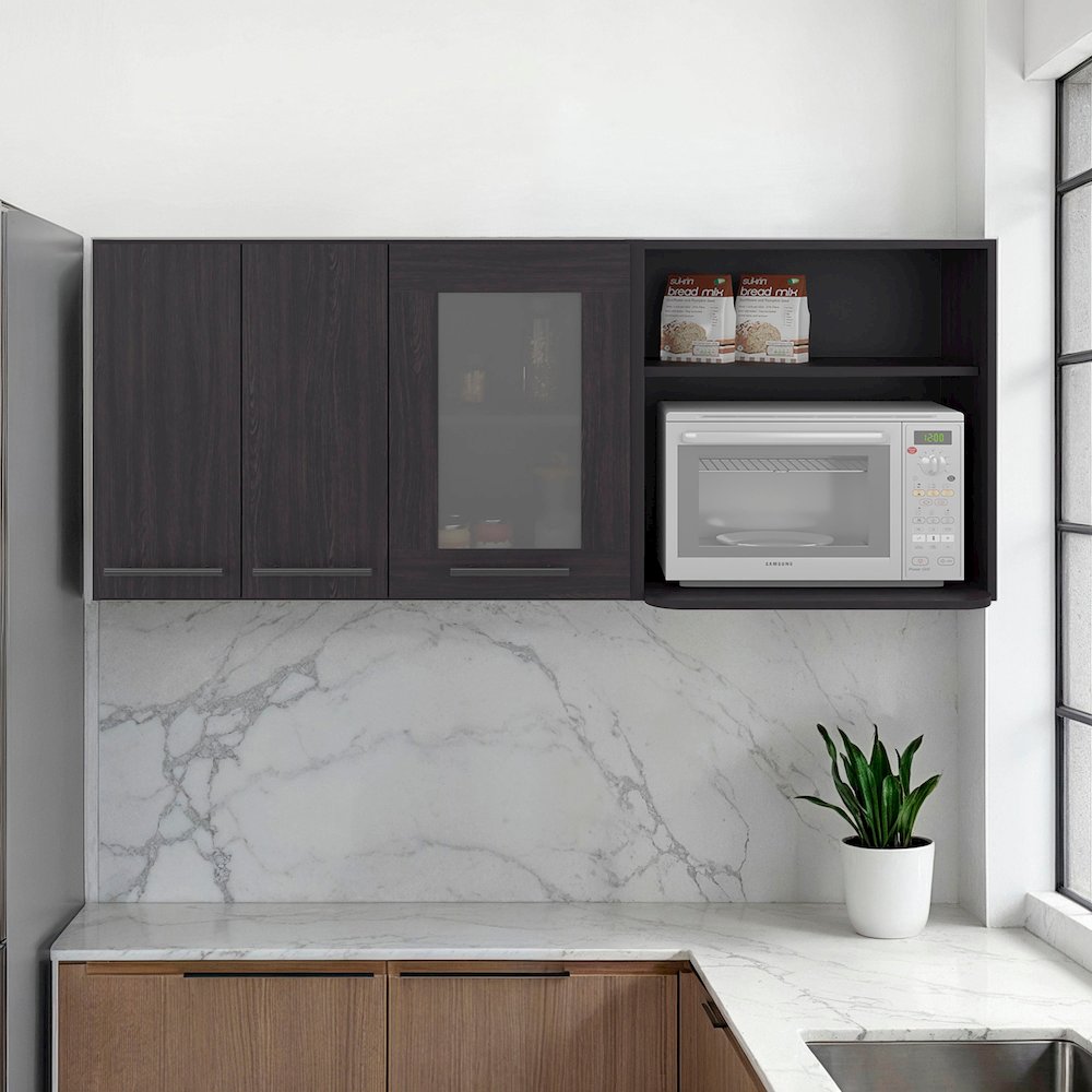 Wall Cabinet with Open Compartment, Dish Rack and Versatile Storage for Kitchens. Picture 2