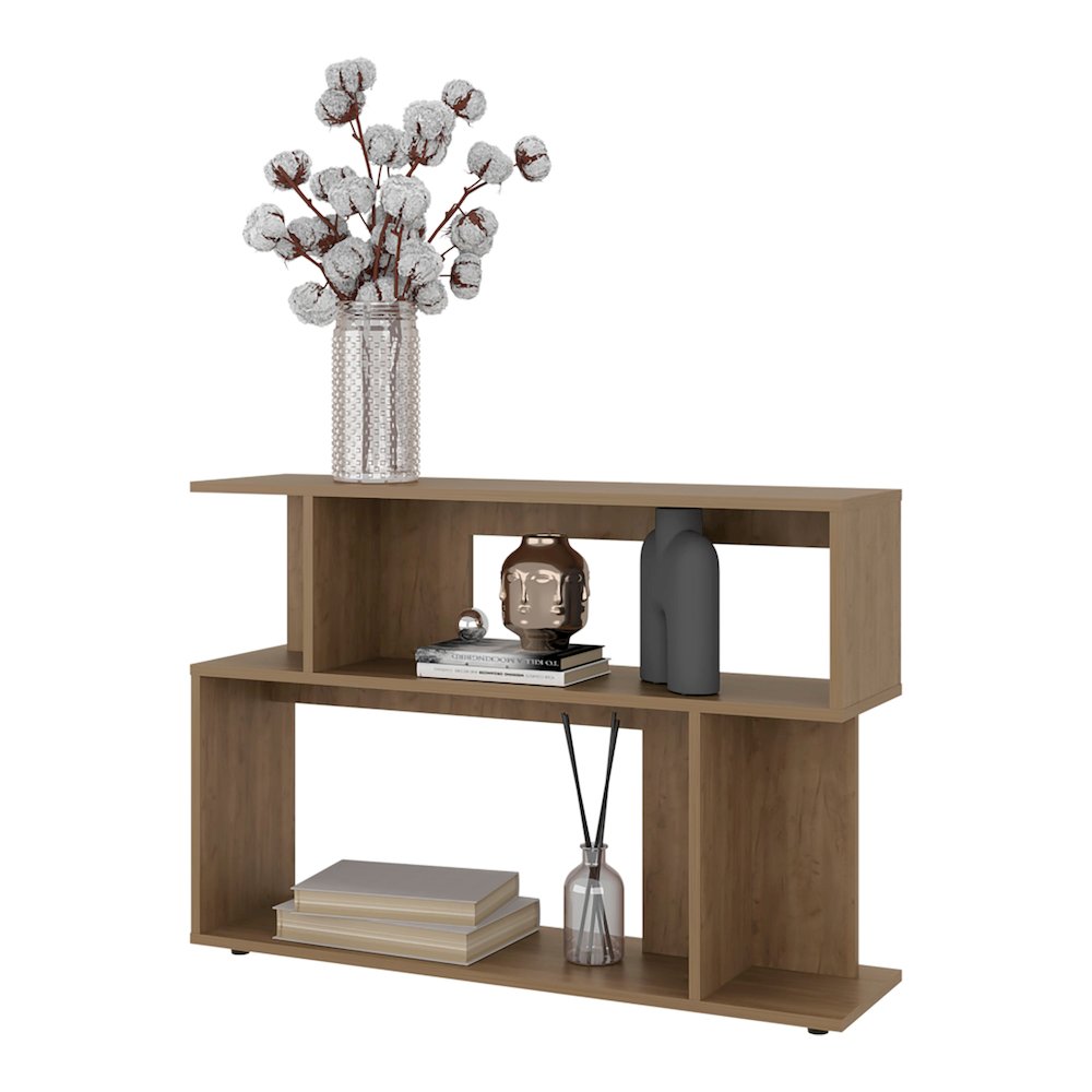 Bell Modern Storage Shelf, Open Design with 2 Shelves, High-Quality Wood. Picture 6