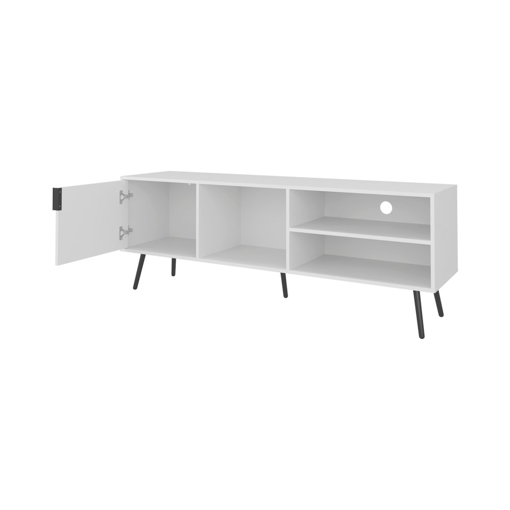 Mescal Tv Stand Multistorage with a Door and Open Storage, White. Picture 6